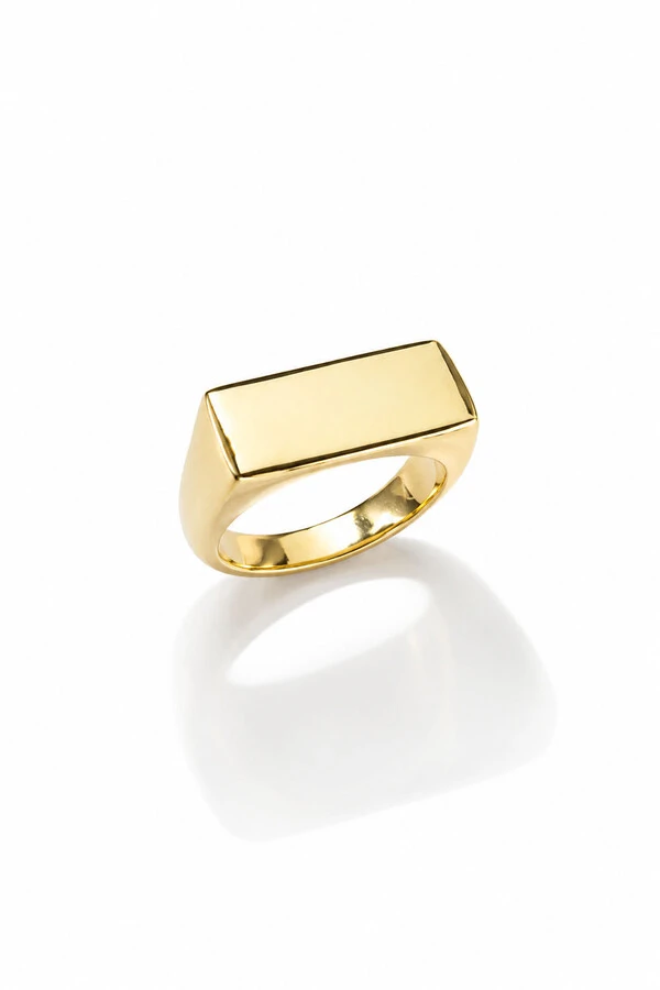 Anel Retangular Liso Ouro 18k