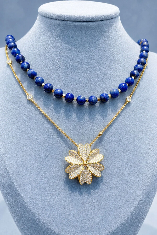Colar Flores Zircônia Ouro 18k