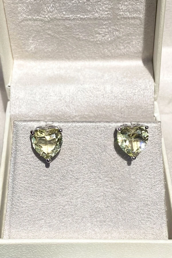 Brinco Coração Yellow Ródio Branco