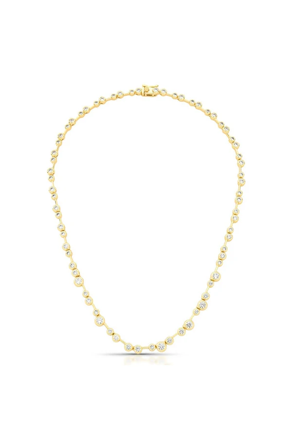 Colar Riviera Fio Faca Esferas Banhado no Ouro 18k