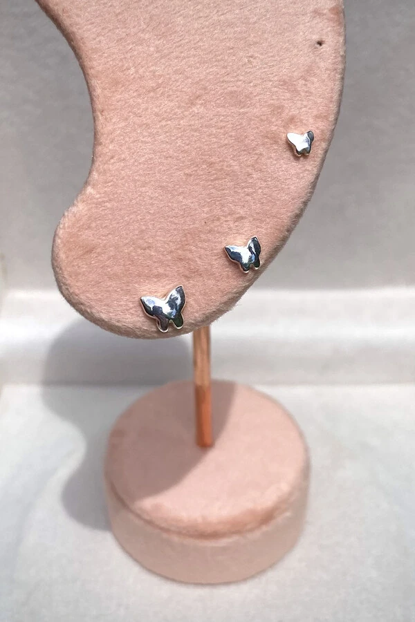 Brinco Trio Borboletas Prata 925