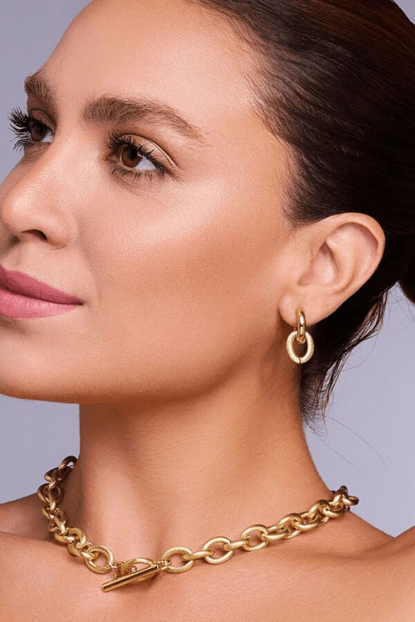 Colar Corrente dourado Elos Texturizados