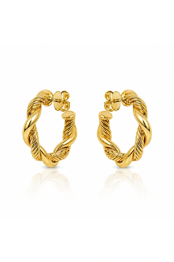 Brinco Argola Tubo Torcida Ouro 18k