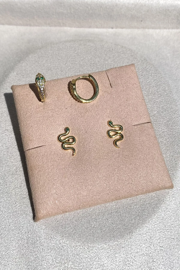 Brinco kit Cobra Mini Ouro 18k