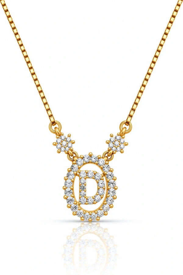 Colar Inicial Letra D Pequena Banhado no Ouro 18k