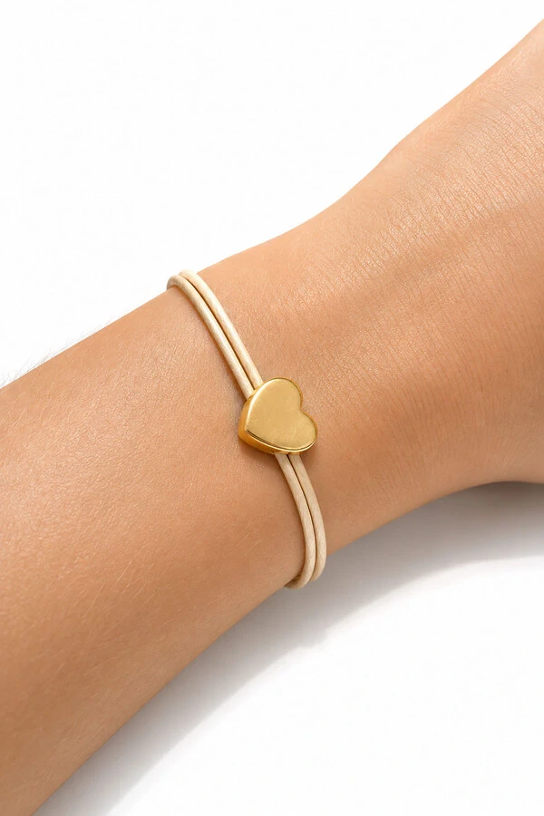 Pulseira Pingente Coração Liso Nude