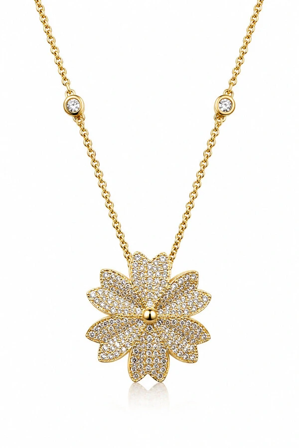 Colar Flores Zircônia Ouro 18k