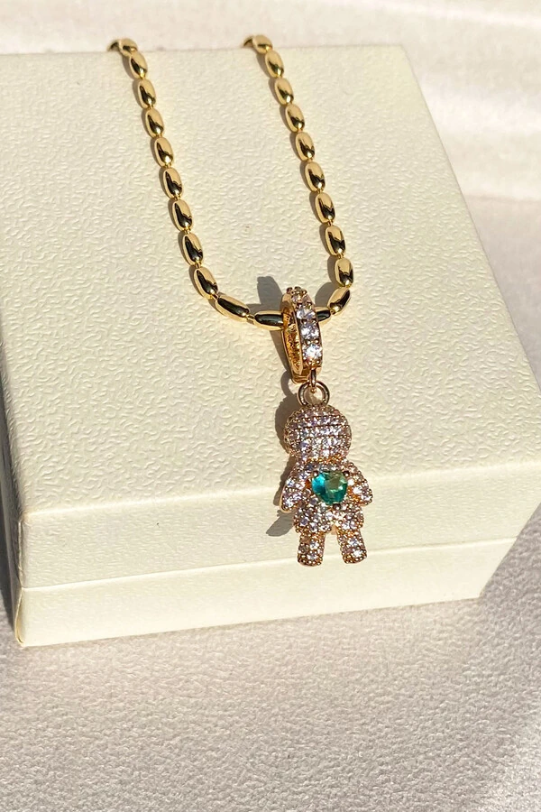 Pingente Menino Coração Turmalina Ouro 18k