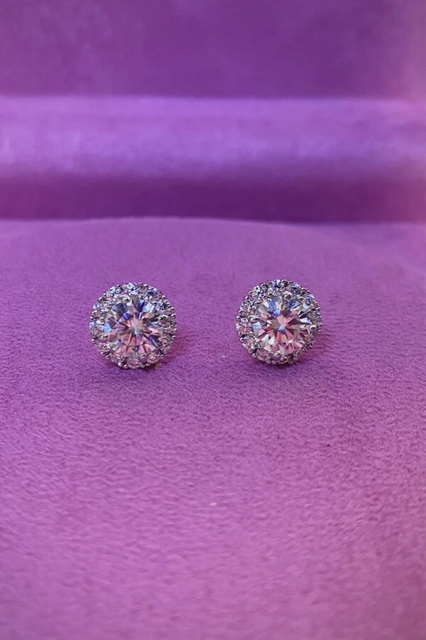 Brinco Ponto Luz 10mm Moissanite Prata 925 com Ródio branco