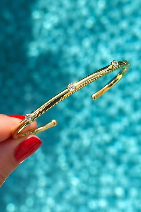 Pulseira Bracelete Ponto Luz Zircônia Ouro 18k