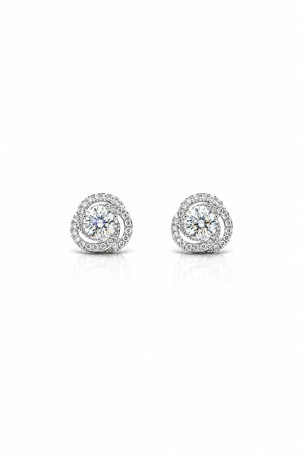 Brinco Caracol 5mmMoissanite Prata 925 com Ródio branco