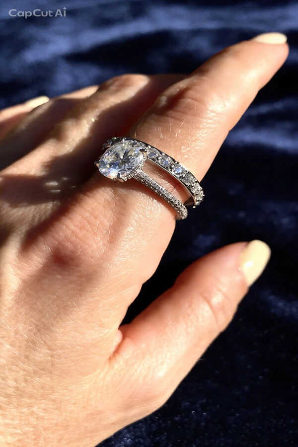 Anel Aliança Inteira Moissanite Aparador 2,5MM Prata 925 Ródio Branco
