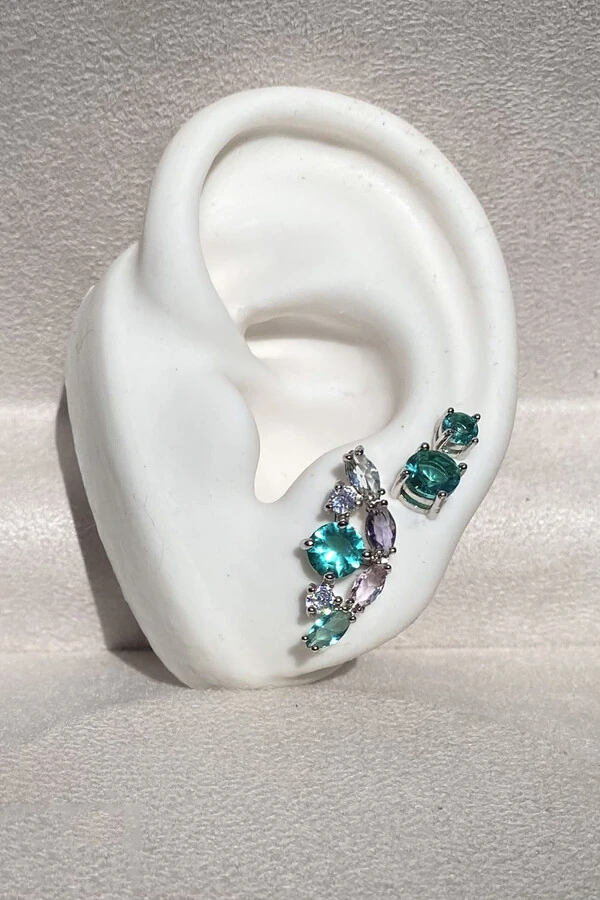 Brinco Ponto luz 6MM turmalina Zircônia Ródio Branco