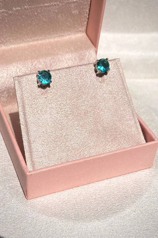 Brinco Ponto luz 6MM turmalina Zircônia Ródio Branco