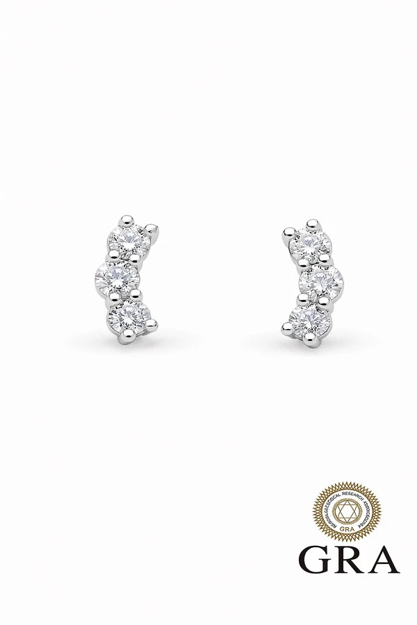 Brinco Earcuff 3mm Moissanite Prata 925 com Ródio branco