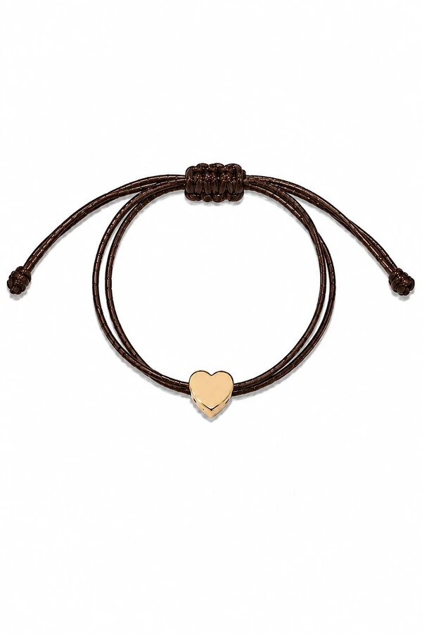 Pulseira Pingente Coração Liso Marrom