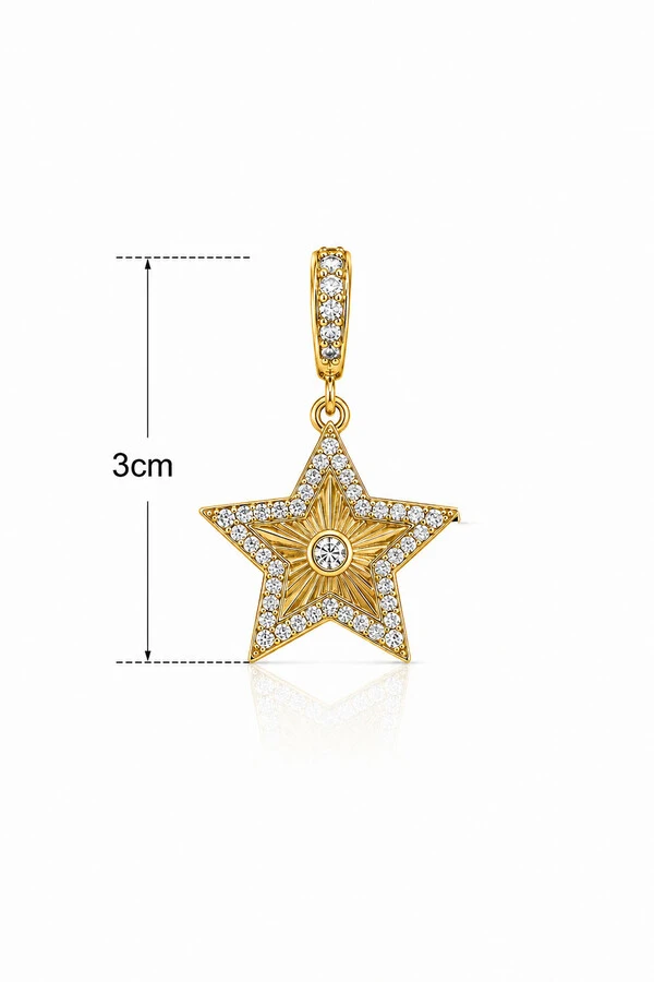 Pingente Estrela Zircônias Banhado Ouro 18k