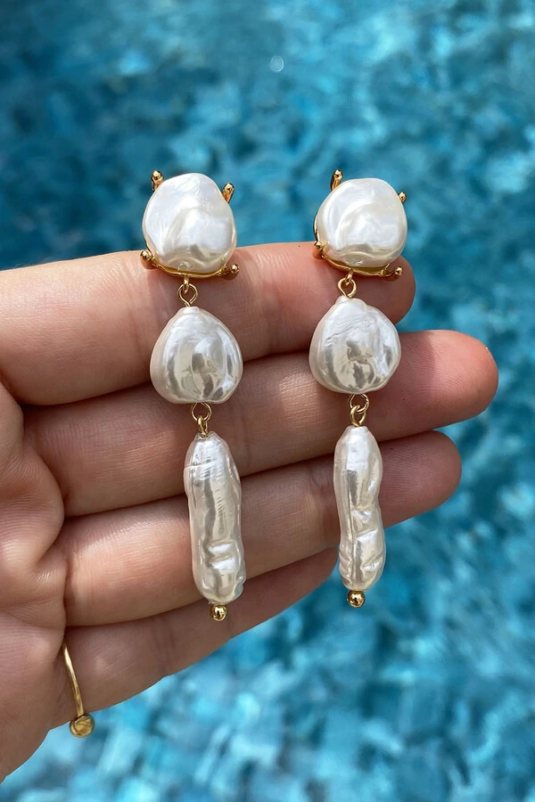 Brinco Pérola Shell Ouro 18k