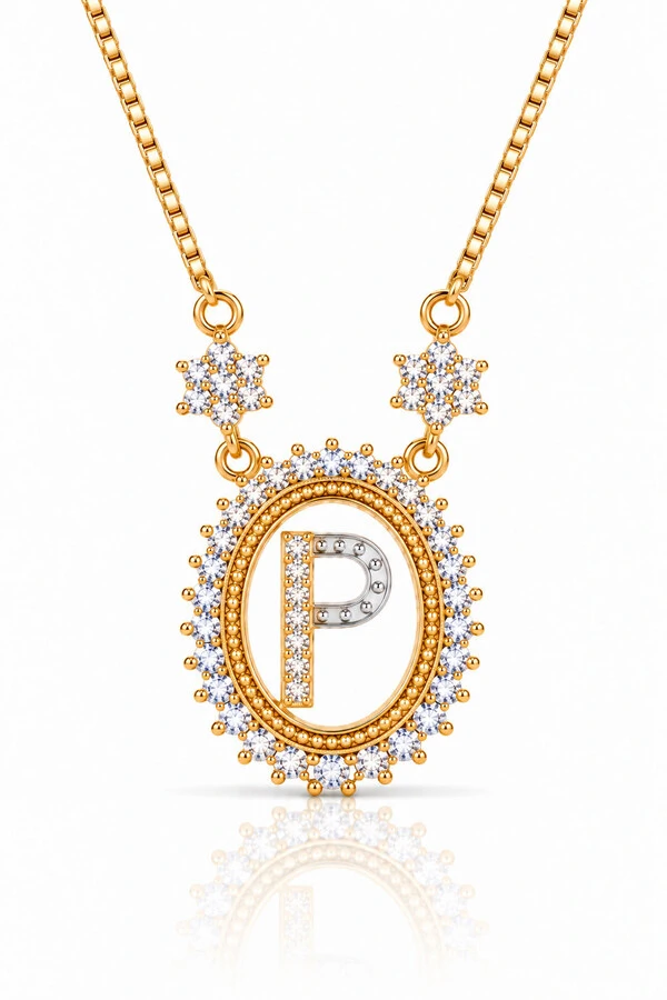Colar Inicial Letra P Banhado no Ouro 18k