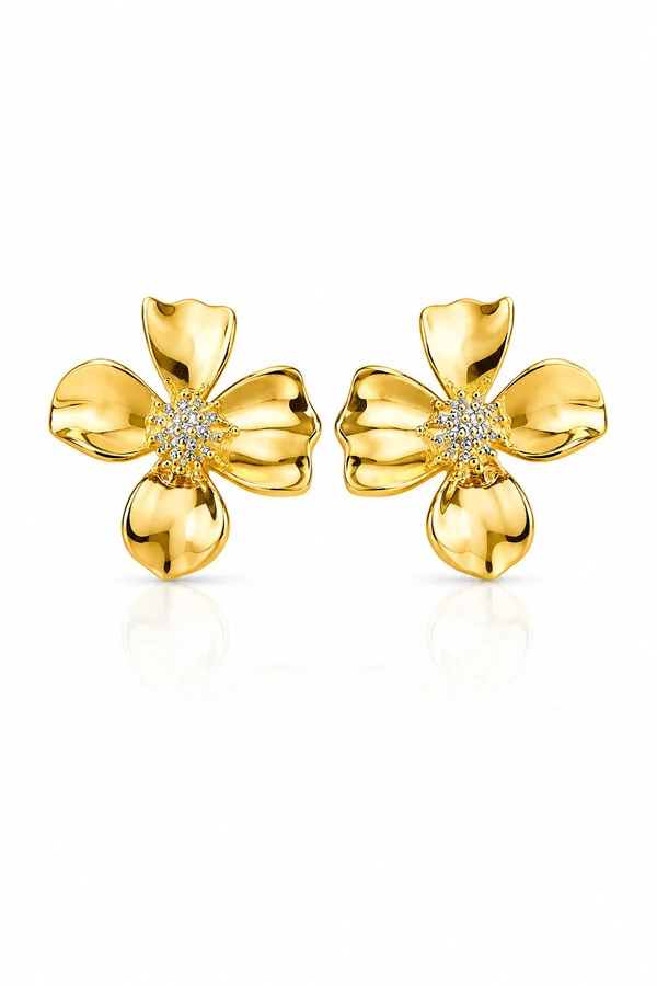 Brinco Flor Especial Ouro 18k