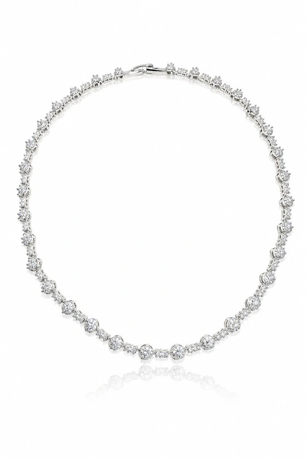 Colar Riviera Flores Zircônia Ródio Branco