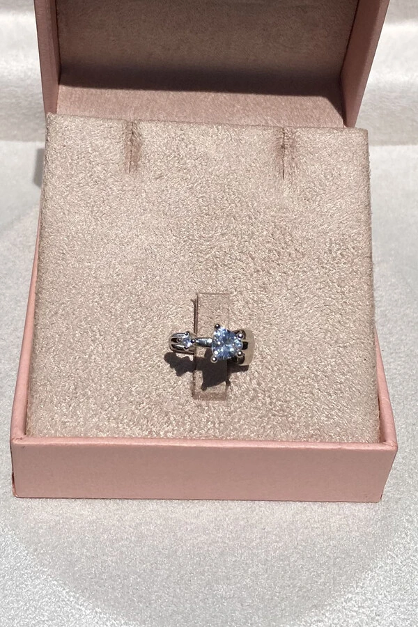 Fake Piercing Coração Zircônias Ródio Branco