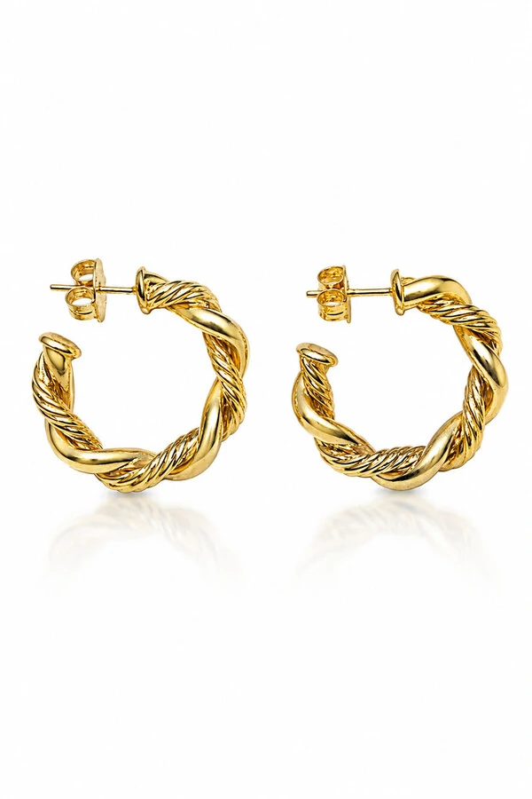 Brinco Argola Tubo Torcida Ouro 18k