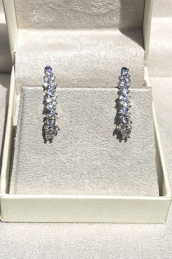 Brinco Earhook Duplo Ródio Branco