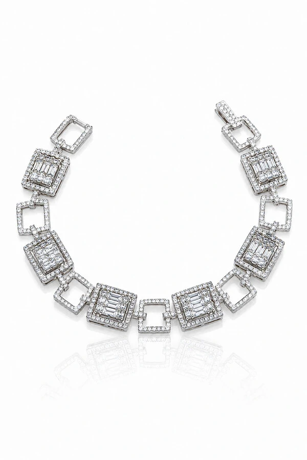 Pulseira Riviera Retangular Zircônias