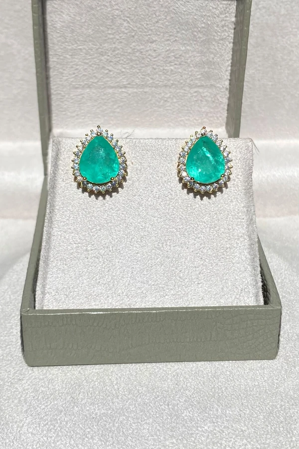 Brinco Gota Fusion Turmalina Paraíba Zircônia Ouro 18k