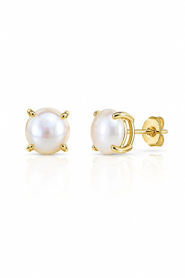 Brinco Botão Pérola Barroca Furtacor Ouro 18k
