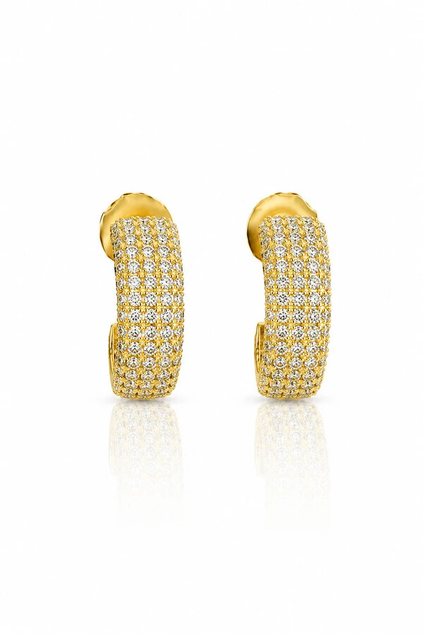 Brinco Argola Daiana Zircônias Ouro 18k