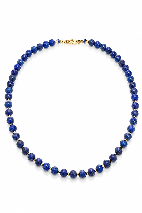 Colar Pedra Lápis Lazuli Anis Ouro 18k