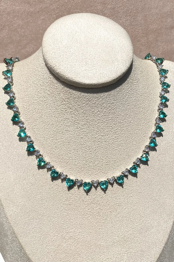 Colar Riviera Corações Turmalina Zircônias