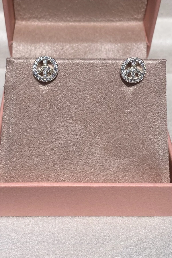 Brinco Paz e Amor Zircônias Prata 925