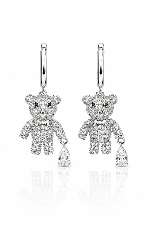 Brinco Argola Teddy Zircônia Ródio Branco