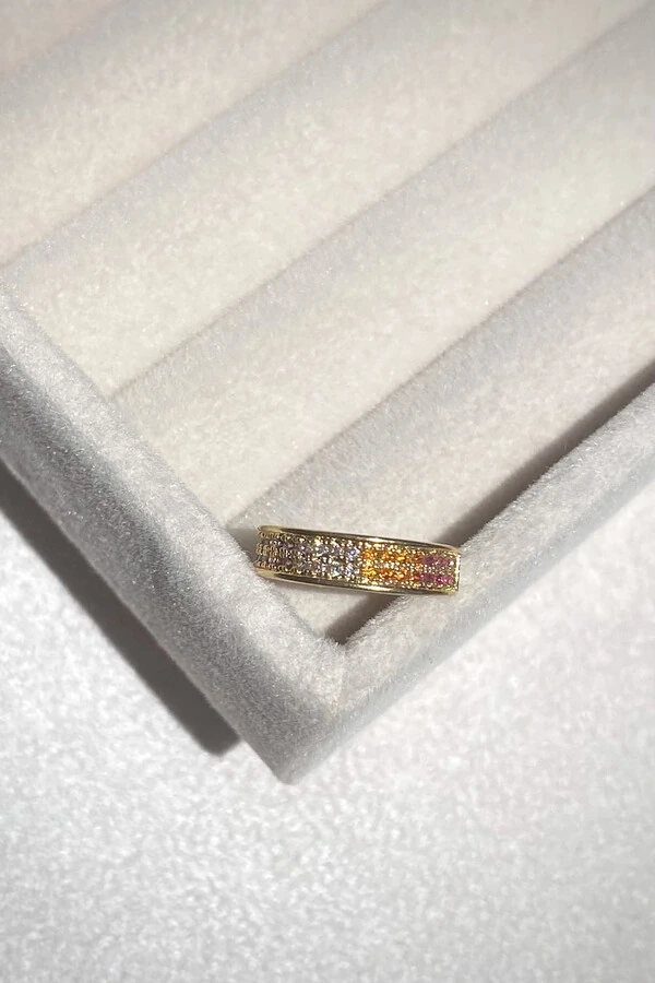 Fake Piercing Zircônias Coloridas Degrade Dourado