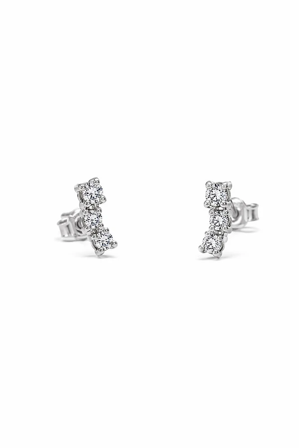 Brinco Earcuff 3mm Moissanite Prata 925 com Ródio branco