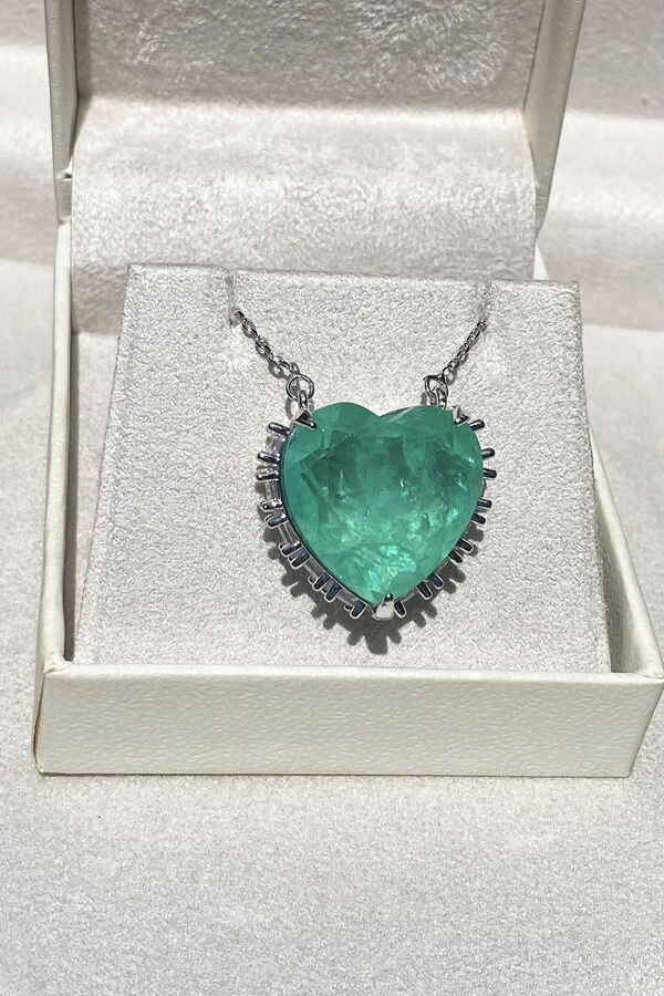 Colar Coração Turmalina Fusion Ródio Branco