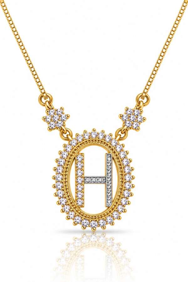 Colar Inicial Letra H Banhado no Ouro 18k