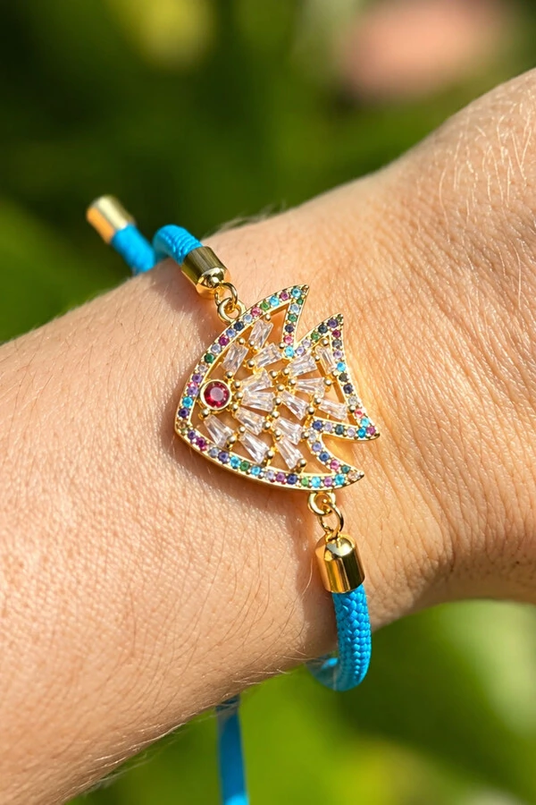 Pulseira Sun Peixe Colorido Zircônia Coloridas