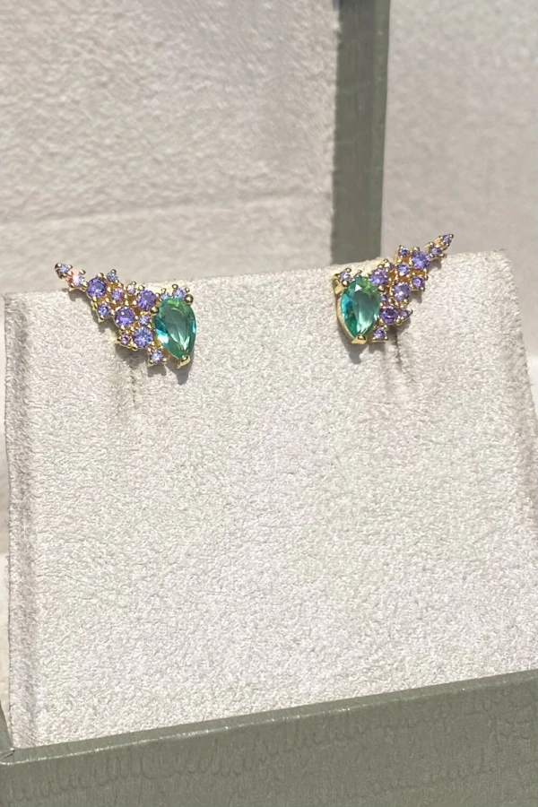 Brinco Earcuff Lavanda Zircônia Ouro 18k