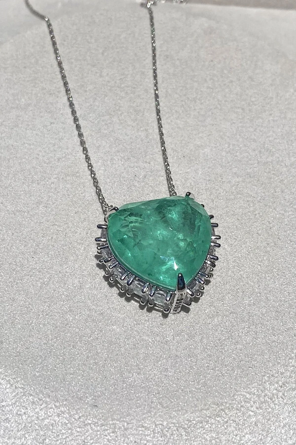 Colar Coração Turmalina Fusion Ródio Branco