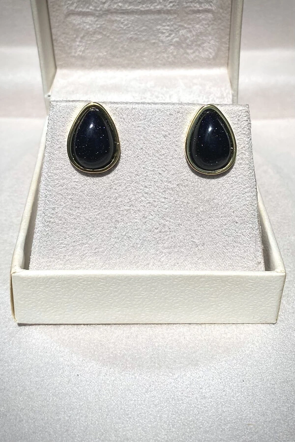 Brinco Gota Pedra Estrela Ouro 18k