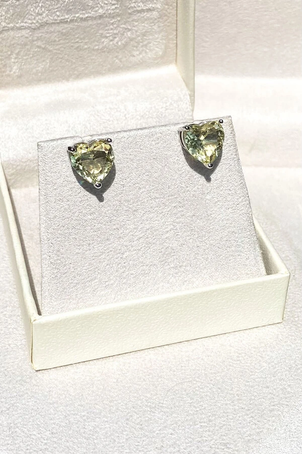 Brinco Coração Yellow Ródio Branco