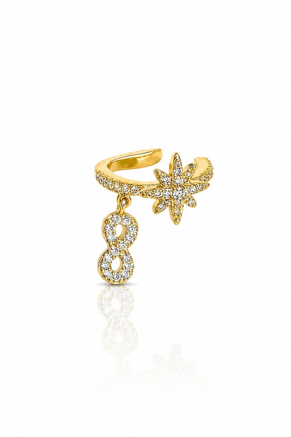 Fake Piercing Estrela e Pingente Infinito Ouro 18k