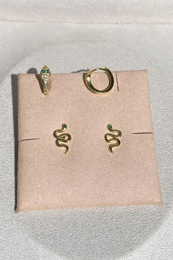 Brinco kit Cobra Mini Ouro 18k