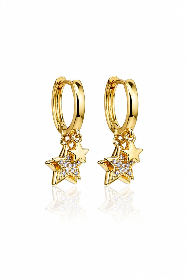 Brinco Argola Estrelas Ouro 18k