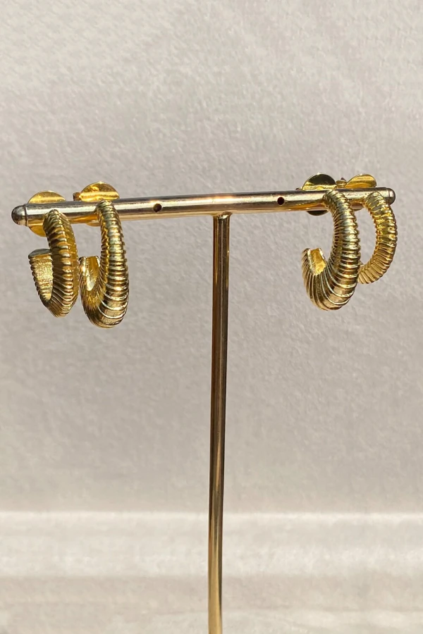 Brinco Argola Par Dupla Listas Ouro 18k