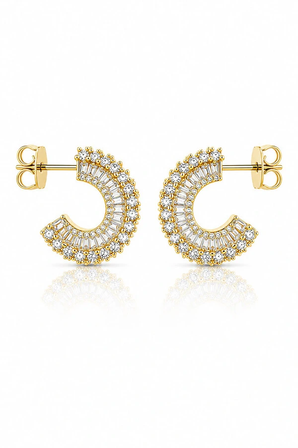 Brinco Argola Daiana Zircônias Ouro 18k